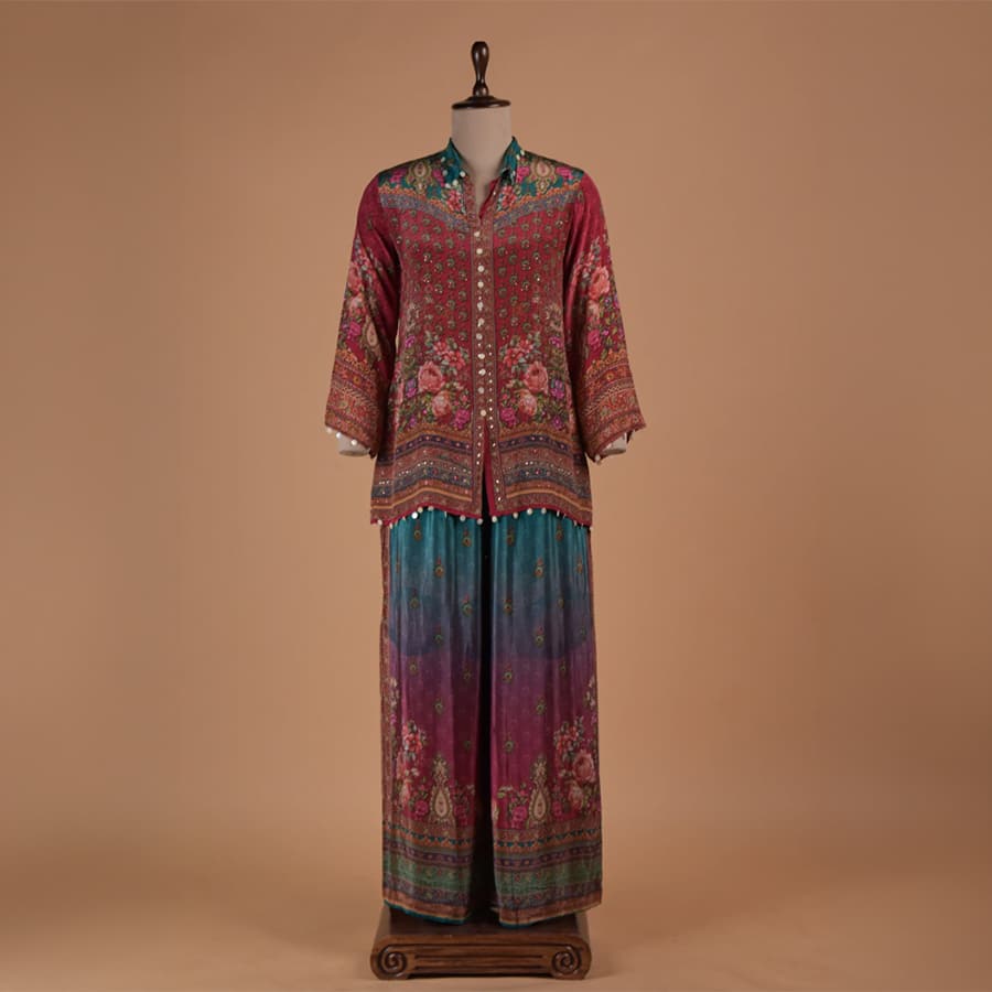 Multicoloured Crepe Coord Set