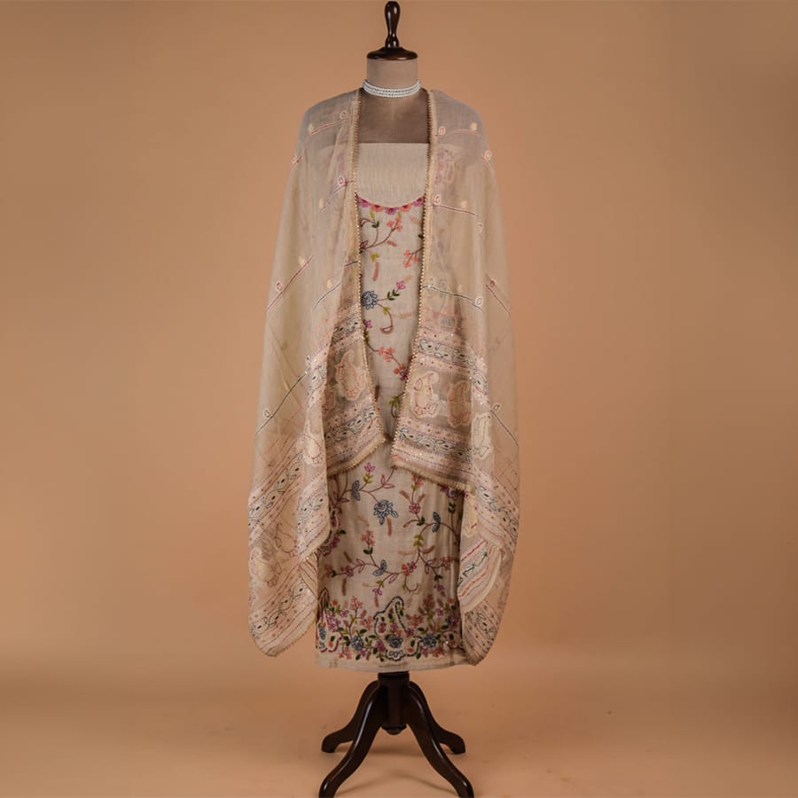Cream Cotton Dress Material