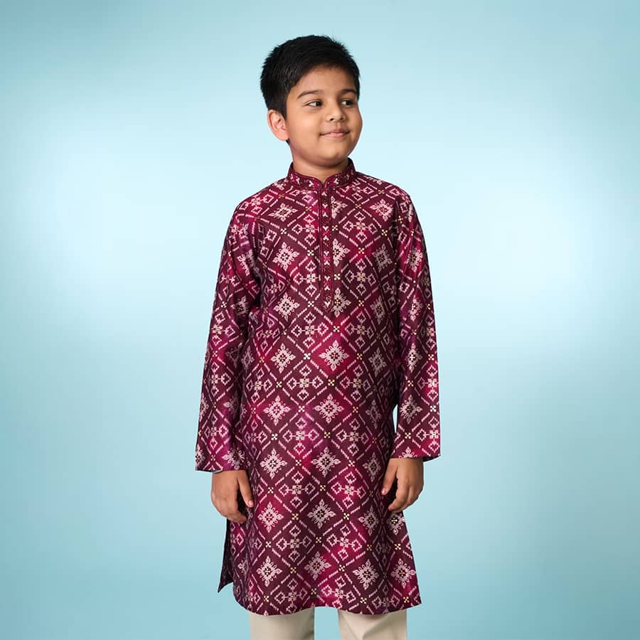 Festive Wine Kurta Pajama Set