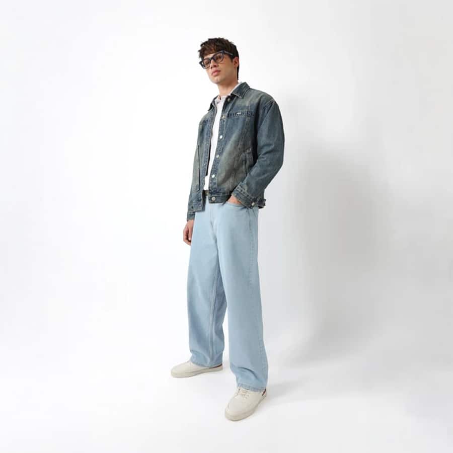 Light Blue Mid-Rise Baggy Fit Jeans