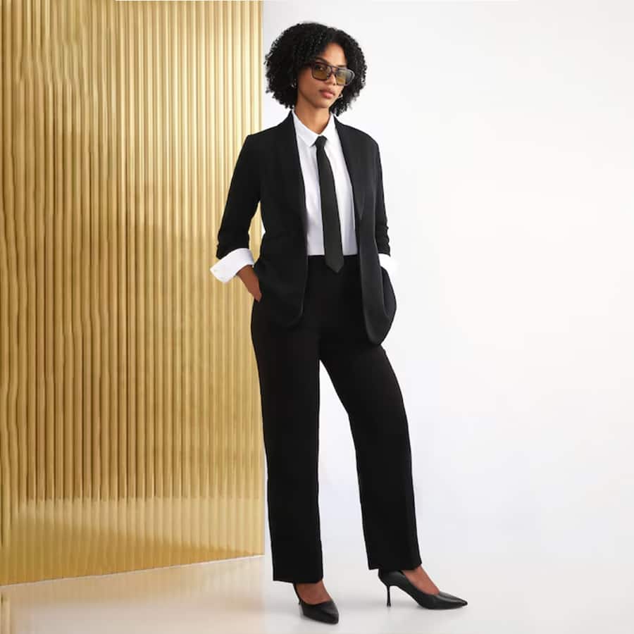 Women Black Solid Casual Blazer