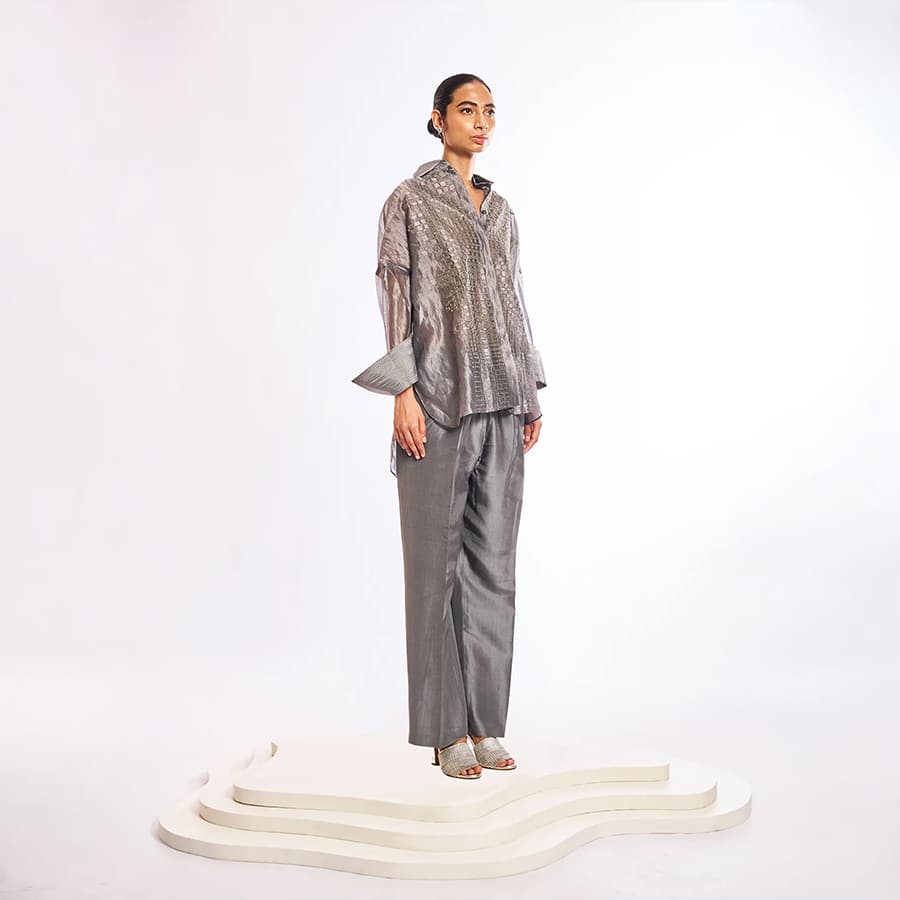 Broken Pixel Chanderi Shirt & Pants