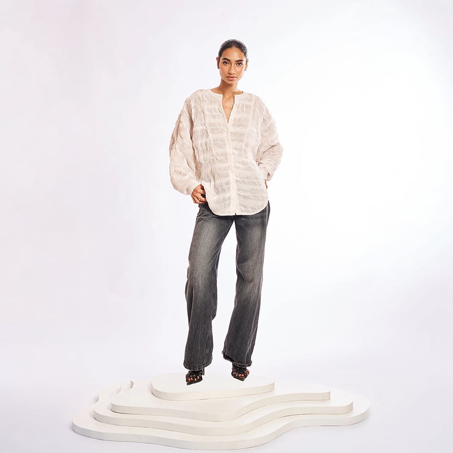 Chiffon Ripple Batwing Top