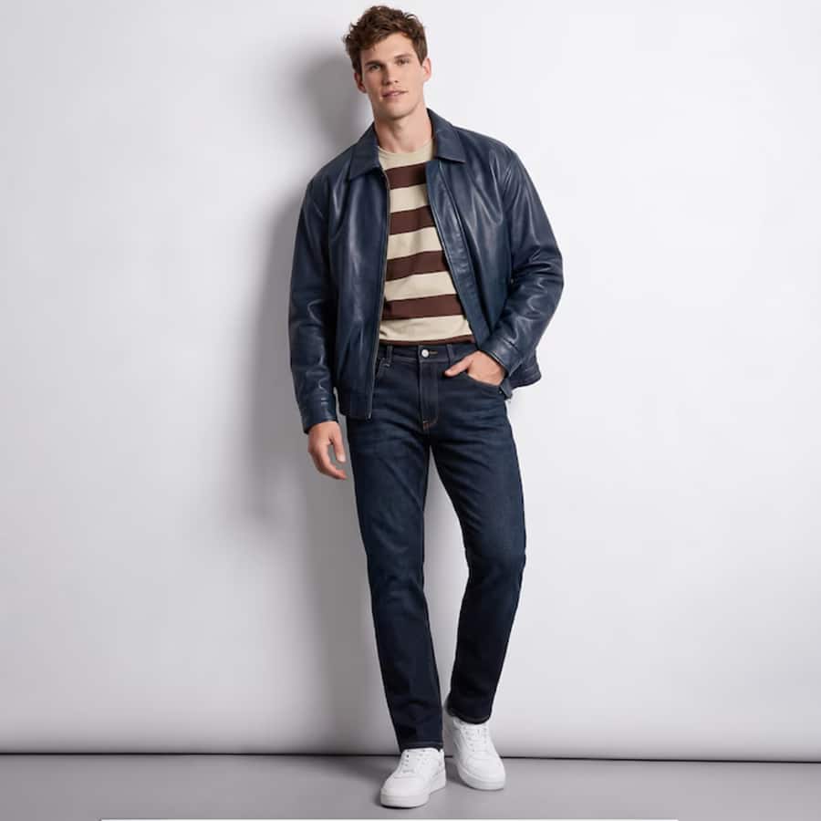 Men Navy Genericfit Dark Wash Jeans