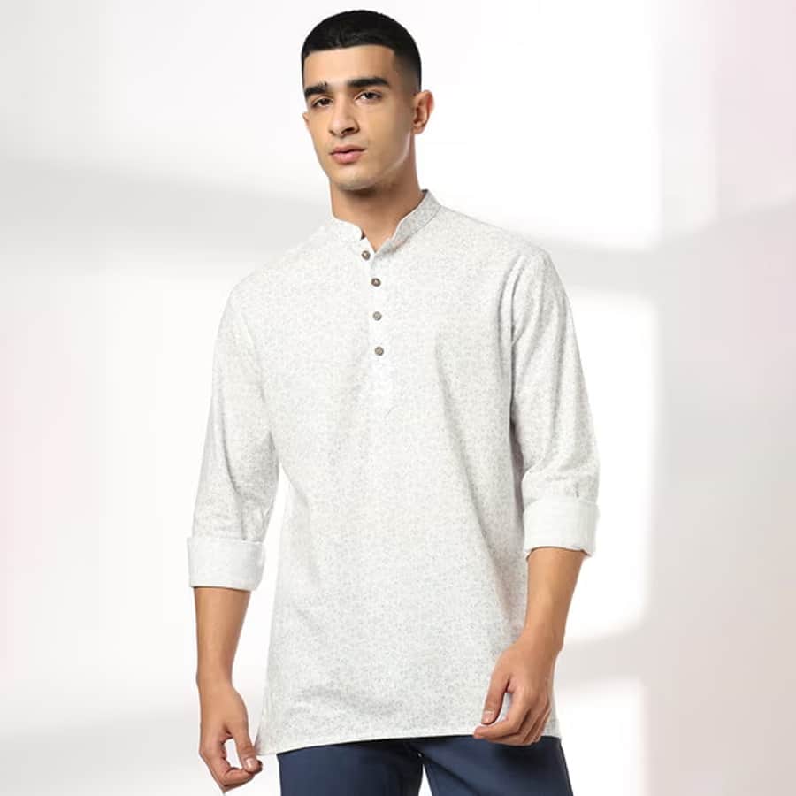 Men All-Over Print Slim Fit Kurta