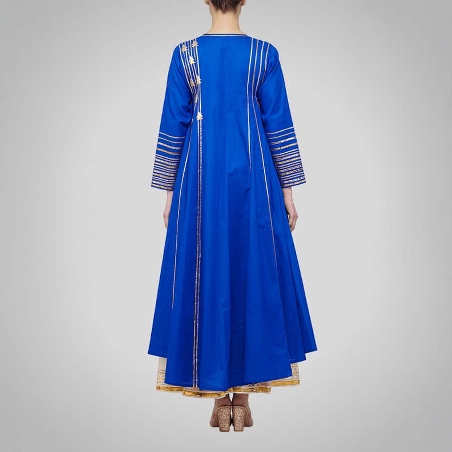 Blue Asymmetrical Gota Kali Kurta