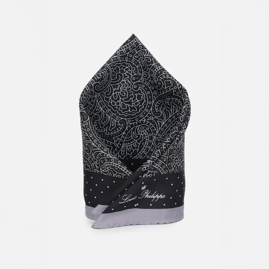 Men Black Print Party Pocket Square