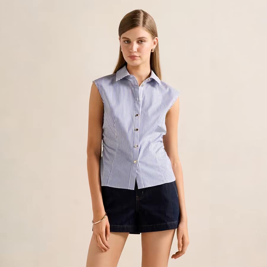 Solid Blended Fabric Women's Top