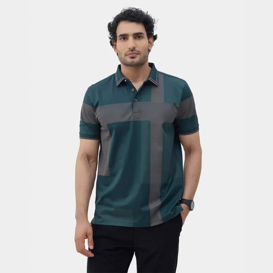 Dark Green Printed Polo - Muki