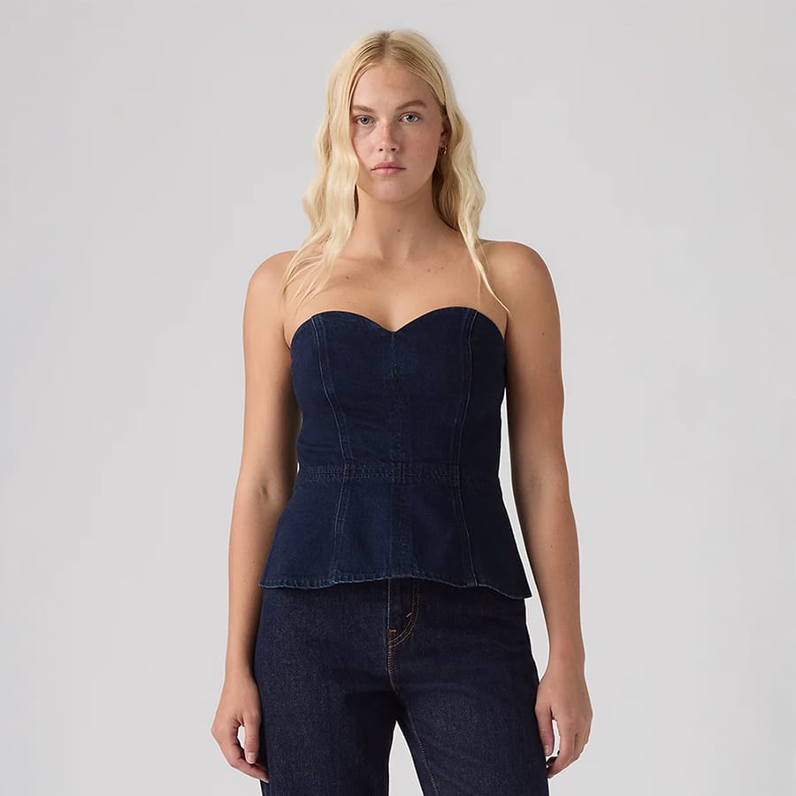 Women's Solid Slim Fit Denim Tube Top