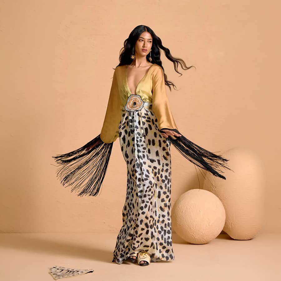 Zuri Savannah Fringed Kaftan with Belt