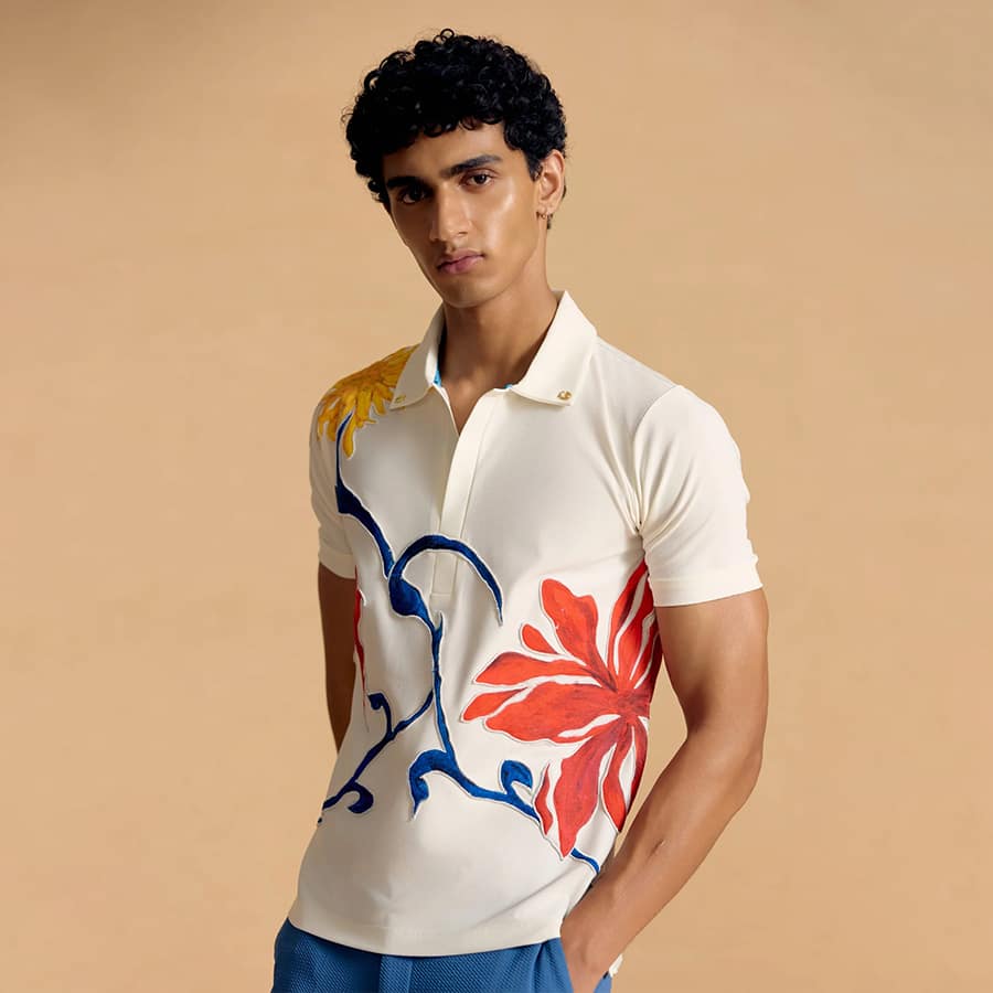 Floral Burst Resort Polo