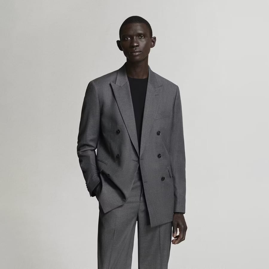 Monaco double-breasted slim-fit suit jacket