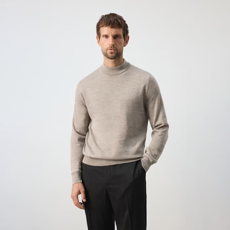 100% merino wool roll-neck jumper