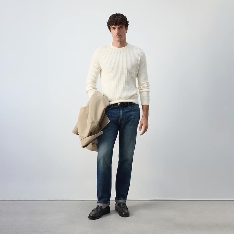 Cotton-lyocell blend cable-knit jumper