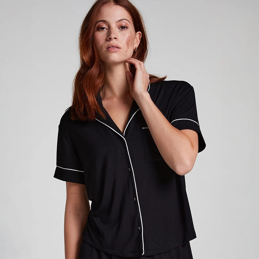 Black Essential Jersey Short-Sleeved Jacket