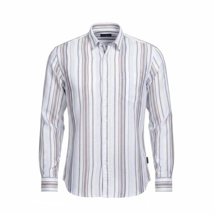 Men's Stripe White Regular Fit Shirt