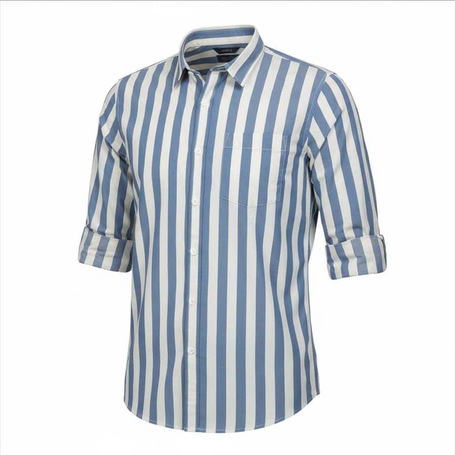 Men's Stripe Blue Regular Fit Shirt