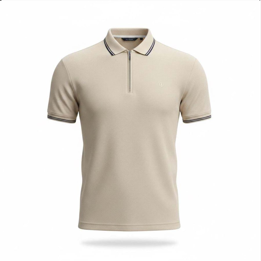 Men's Solid Polo Neck Regular Fit T-Shirt