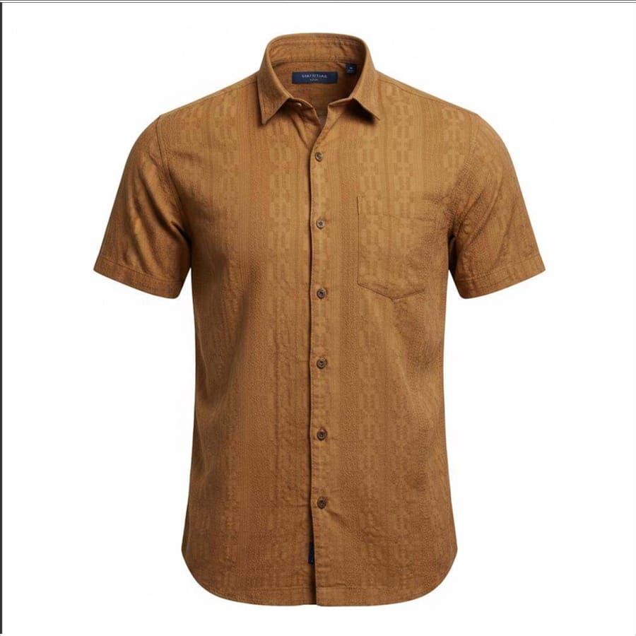 Men's Solid Brown Regular Fit Shirt