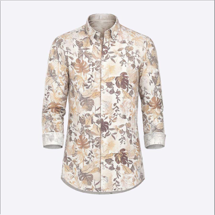 Men's Printed Brown Slim Fit Shirt