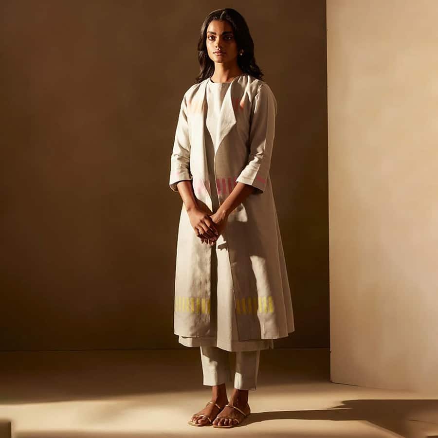 Grey Chanderi Jaamdani Suit