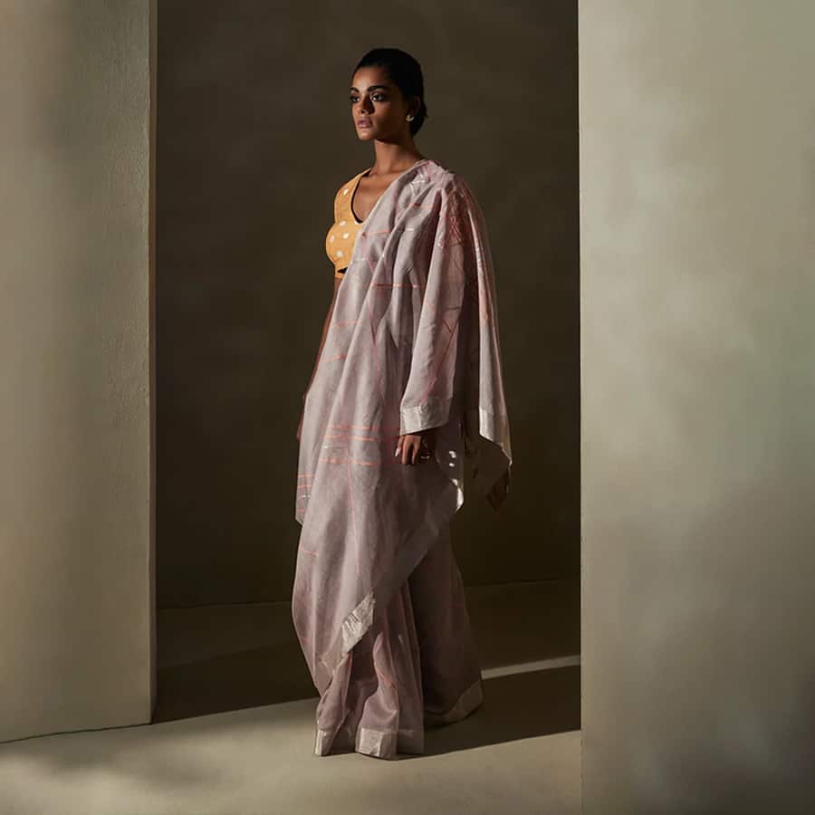 Mauve Chanderi Jaamdani Sari