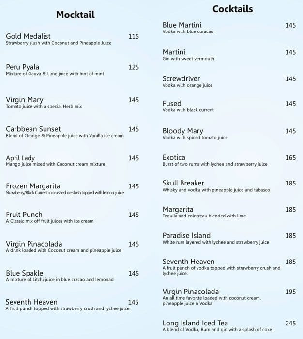 Zaika - Restaurant & Bar menu