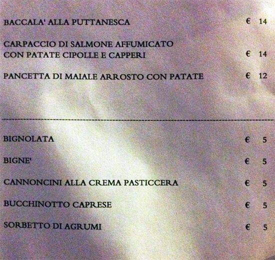 Menu di IN CARLO FOLDI Ristorantino Italiano 