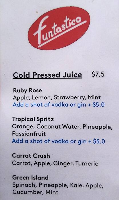 Funtastico menu