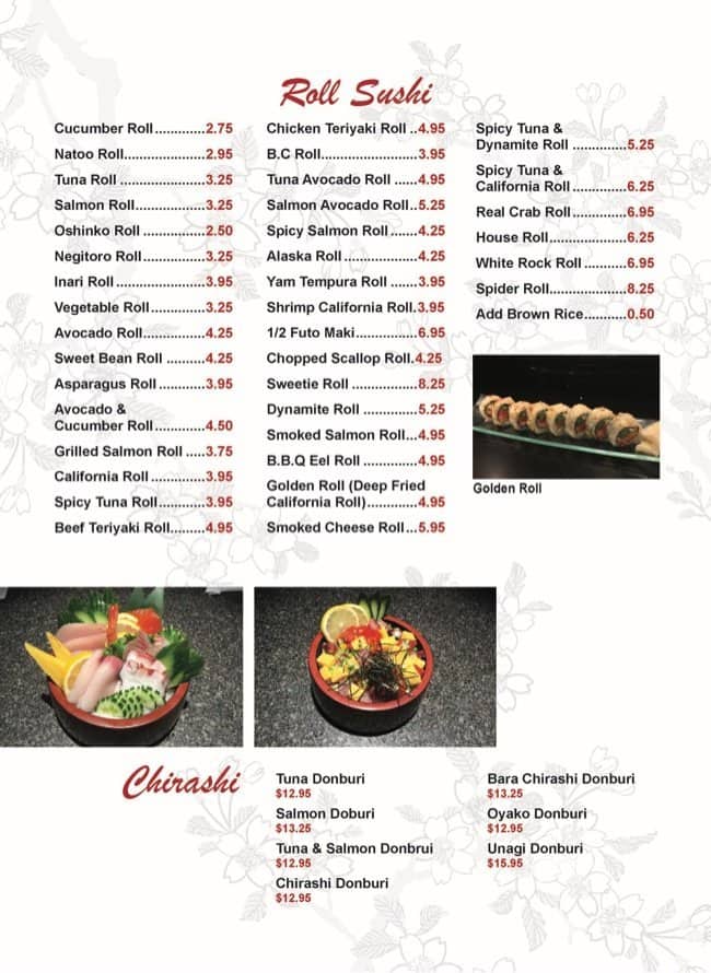 Menu at Maple Sushi Japanese Restaurant, Surrey, King Blvd