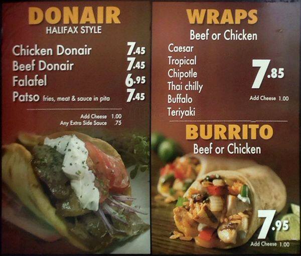 Donair Stop Menu, Menu for Donair Stop, Downtown, Vancouver ...