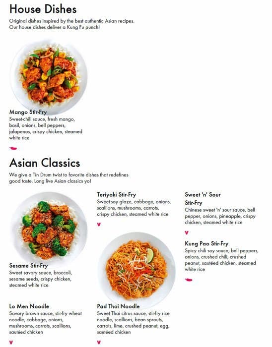 Tin Drum Asia Cafe Menu, Menu for Tin Drum Asia Cafe, Midtown, Atlanta