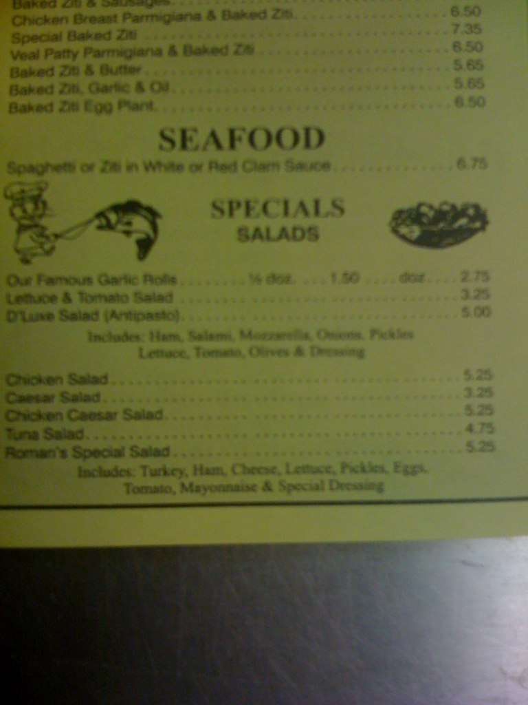 Menu at romans pizzeria, miami springs