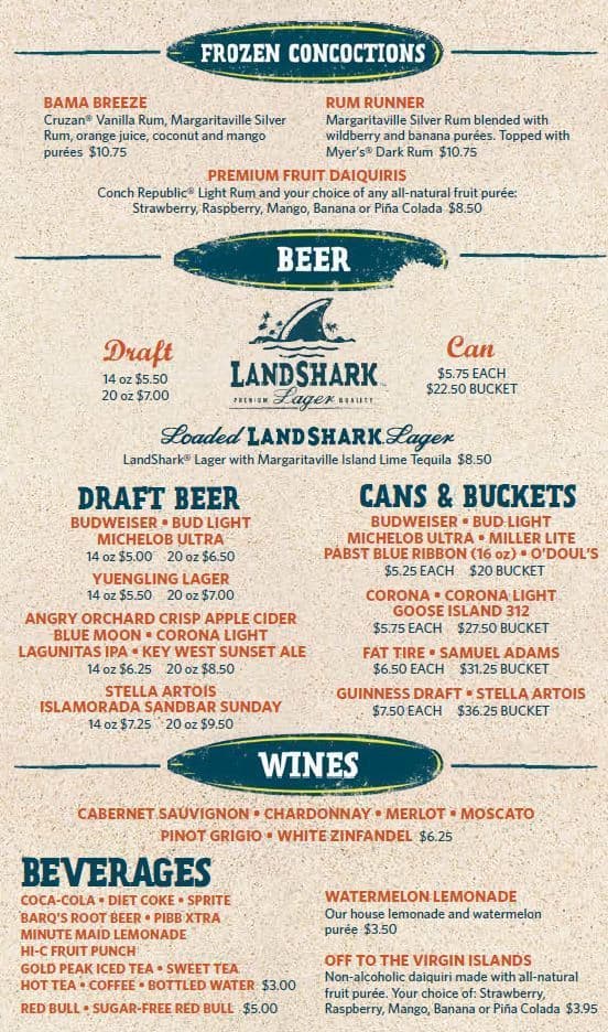 Menu at LandShark Bar & Grill, Hollywood, N Ocean Dr