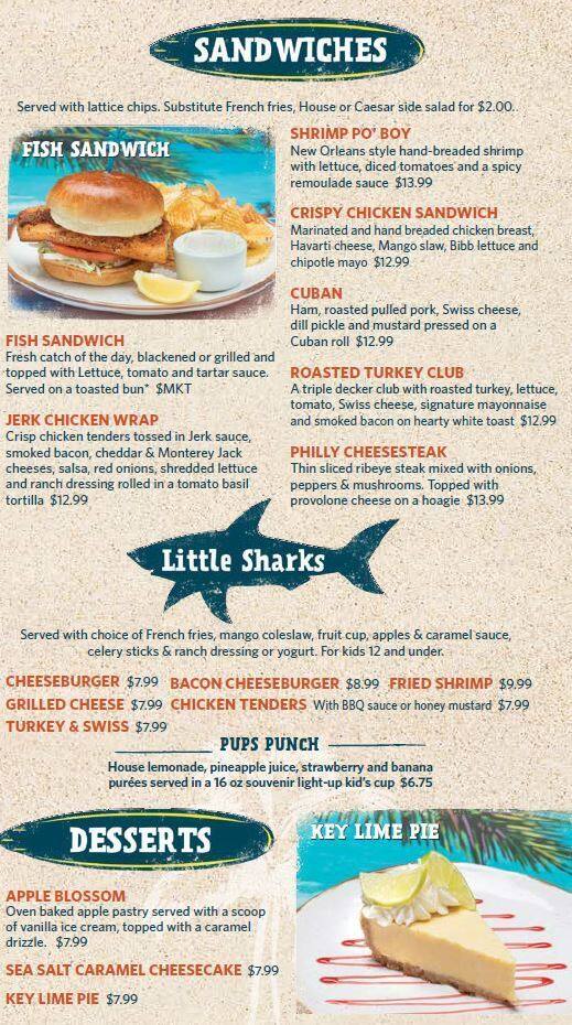 Menu at LandShark Bar & Grill, Hollywood, N Ocean Dr