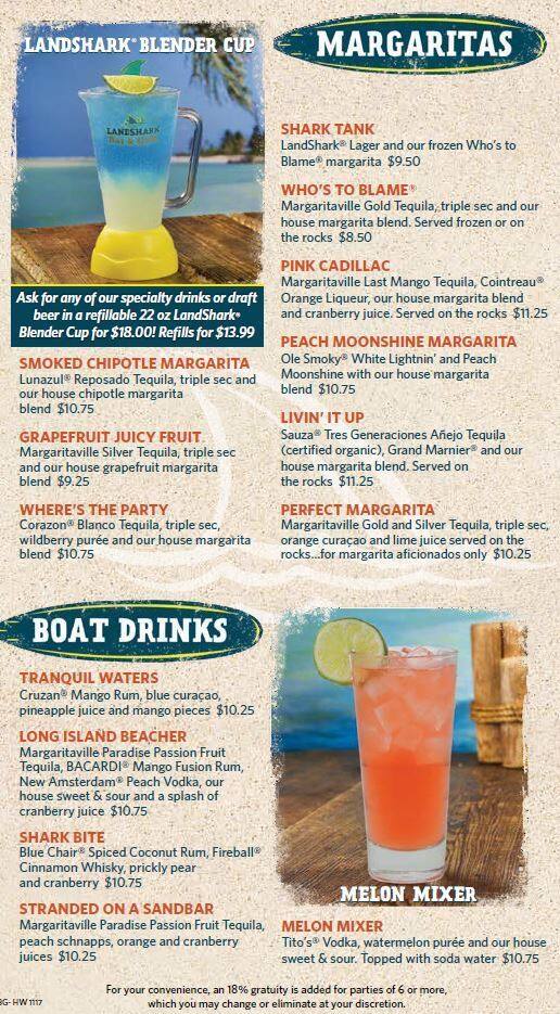 Menu at LandShark Bar & Grill, Hollywood, N Ocean Dr