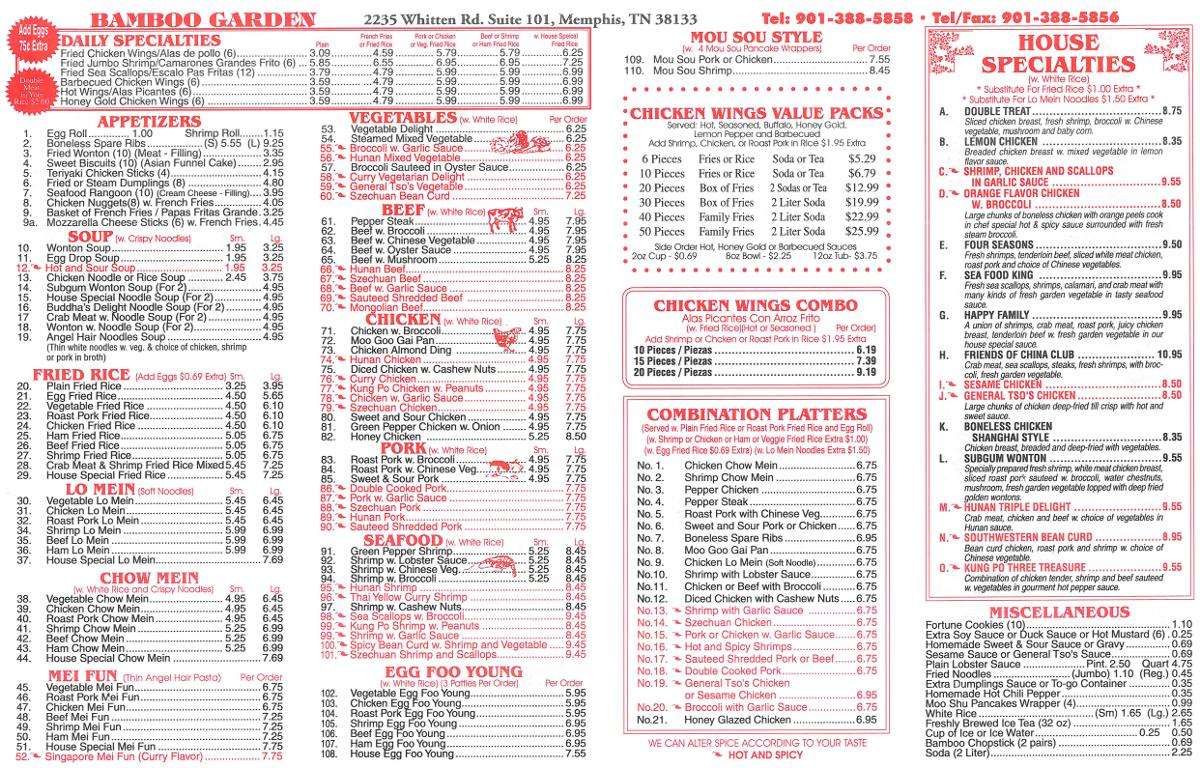 the restaurant information including the bamboo garden menu items and prices may have been modified since the last website update - Bamboo Garden Menu the restaurant information including the bamboo garden menu items and prices may have been modified since the last website update - Bamboo Garden Menu