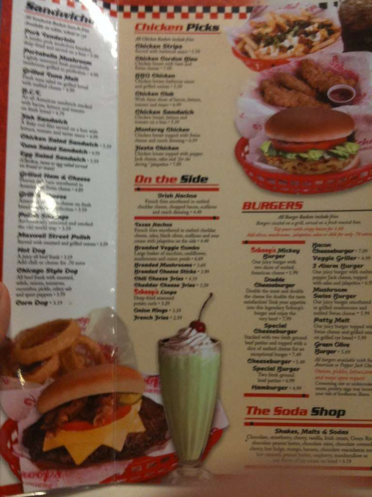 Schoop's Hamburgers Menu, Menu for Schoop's Hamburgers, Portage ...