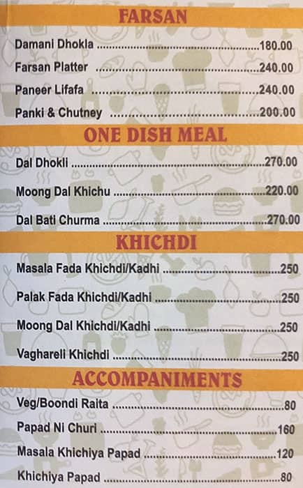 Menu at Udupi to mumbai, Mumbai