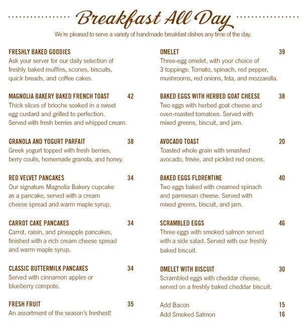 Magnolia Bakery Menu, Menu for Magnolia Bakery, Jumeirah Beach
