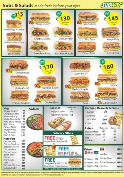 Subway Menu, Menu for Subway, Parel, Mumbai - Zomato