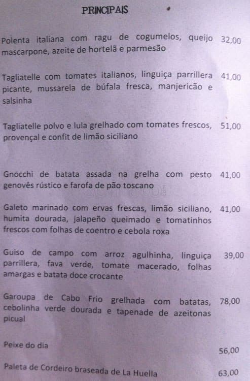 Restaurante La Frontera cardápio