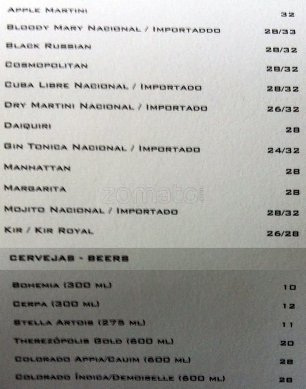 Bar dos Descasados cardápio