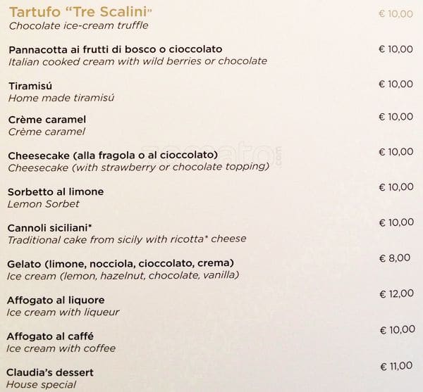 Menu di Ristorante-Caffè da Claudia 