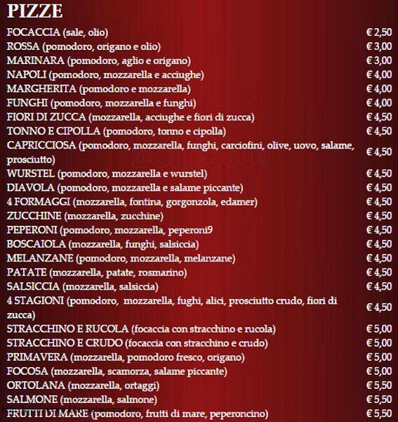 Menu di Pizzeria le tre P 