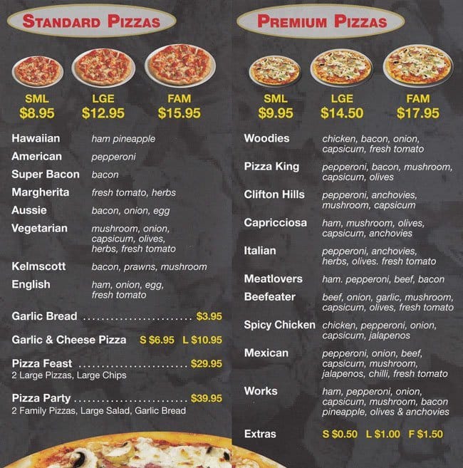 Woodies Charcoal Chicken Menu, Menu for Woodies Charcoal Chicken