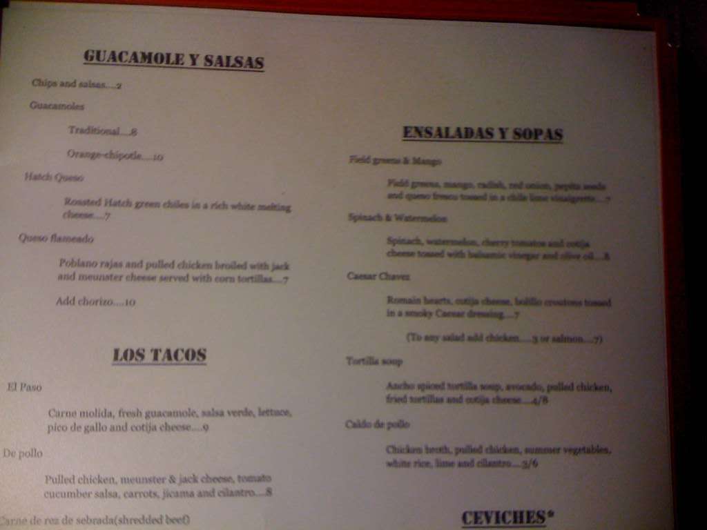 Jovita's Mexican Menu, Menu for Jovita's Mexican, South Congress SoCo