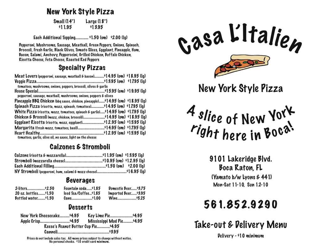 Carta de Casa L'Italien