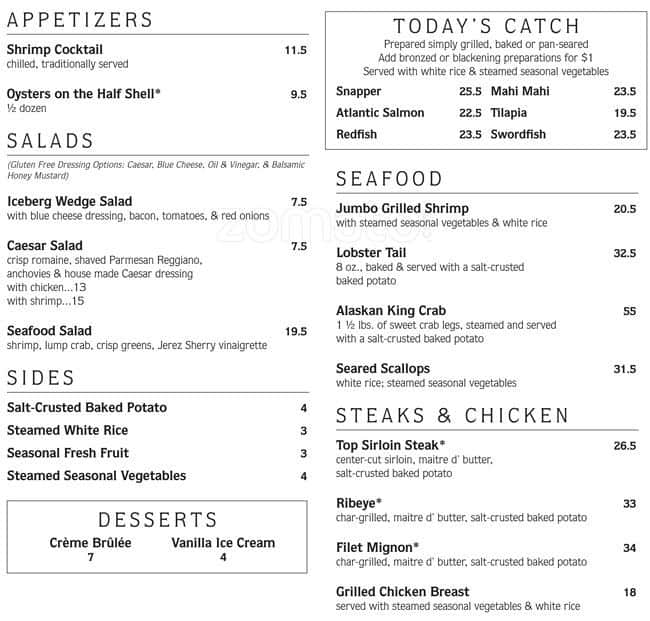 Landry's Seafood Menu, Menu for Landry's Seafood, Riverwalk, San ...